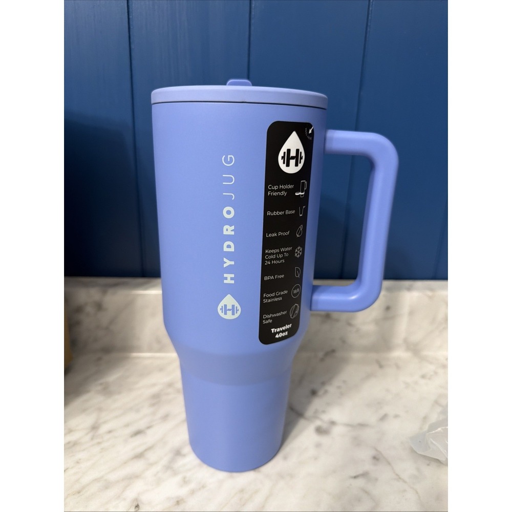 Hydro Jug 40 oz Water Bottle - Leak Proof & Fits Cup Holders, Light Blue